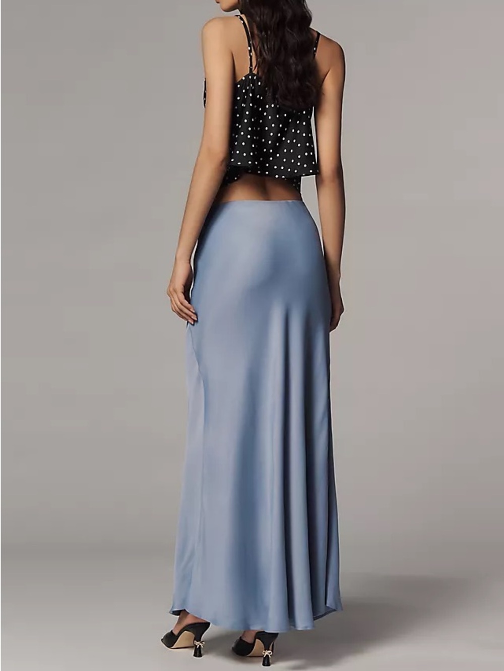Anthropologie Light Blue Satin Maxi Skirt